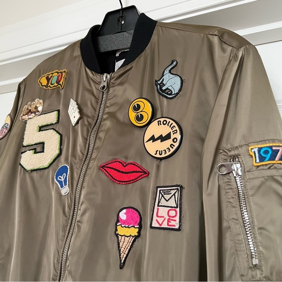 Zara Varsity Utility Patch Jacket Olive Green - Picture 3 of 7